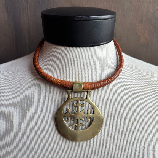 Mac Warman Abstract Medallion Leather Collar