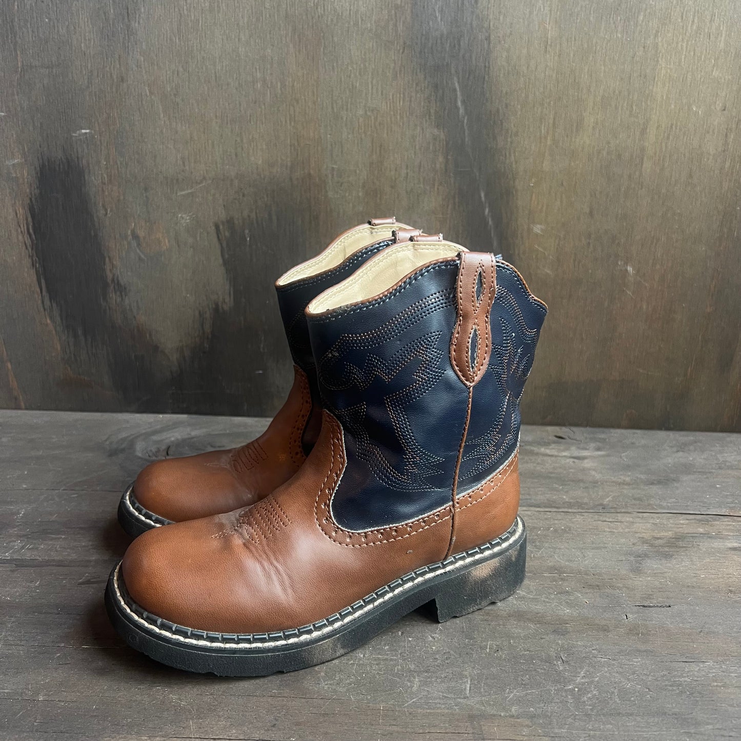 Roper Navy Blue and Brown Two-Tone Kids Boots