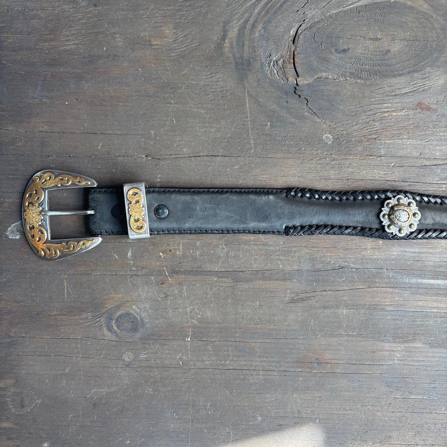 Two-Tone Horseshoe Studded Belt