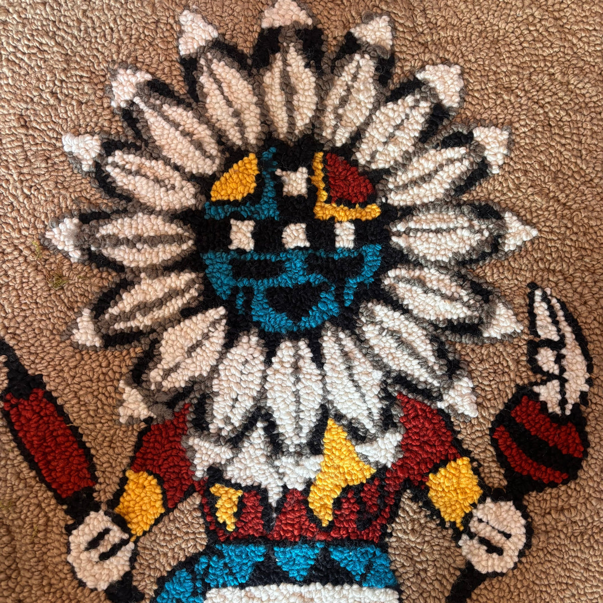 Vintage Latch Hook Kachina Wall Hanging
