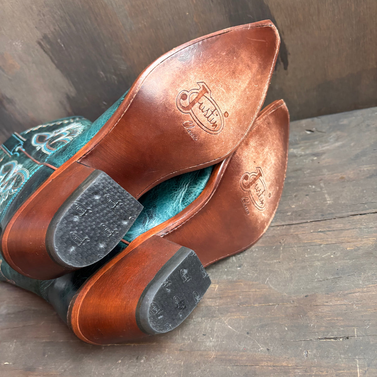 Justin Teal Leather Boots