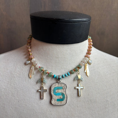 Ostrich Moon Snake Pendant Necklace