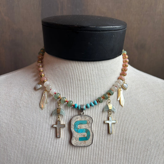 Ostrich Moon Snake Pendant Necklace