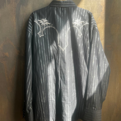 Panhandle Slim Black and Silver Pearl Snap