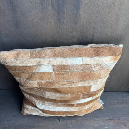 Patched Cowhide Throw Pillow