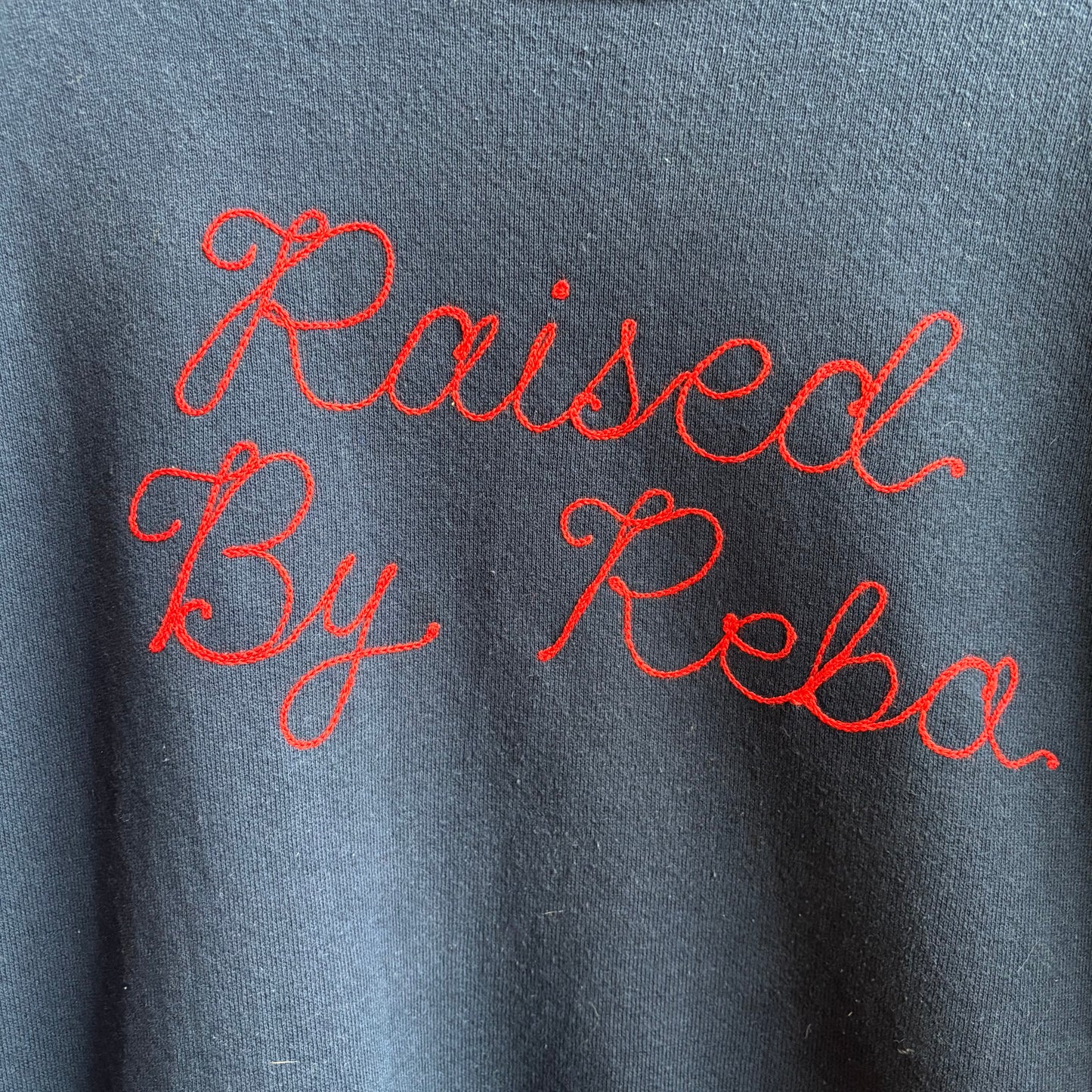 Custom Navy "Raised By Reba" Sweatshirt