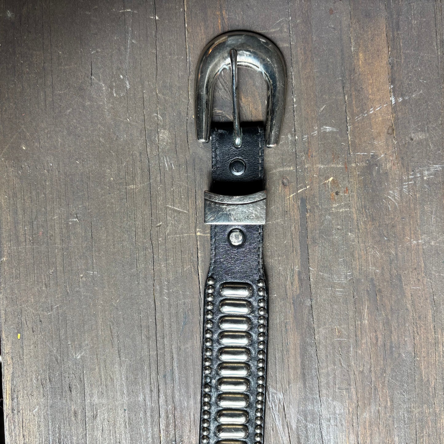 Black Leather Studded Belt