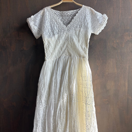 Vintage White Eyelet Dress