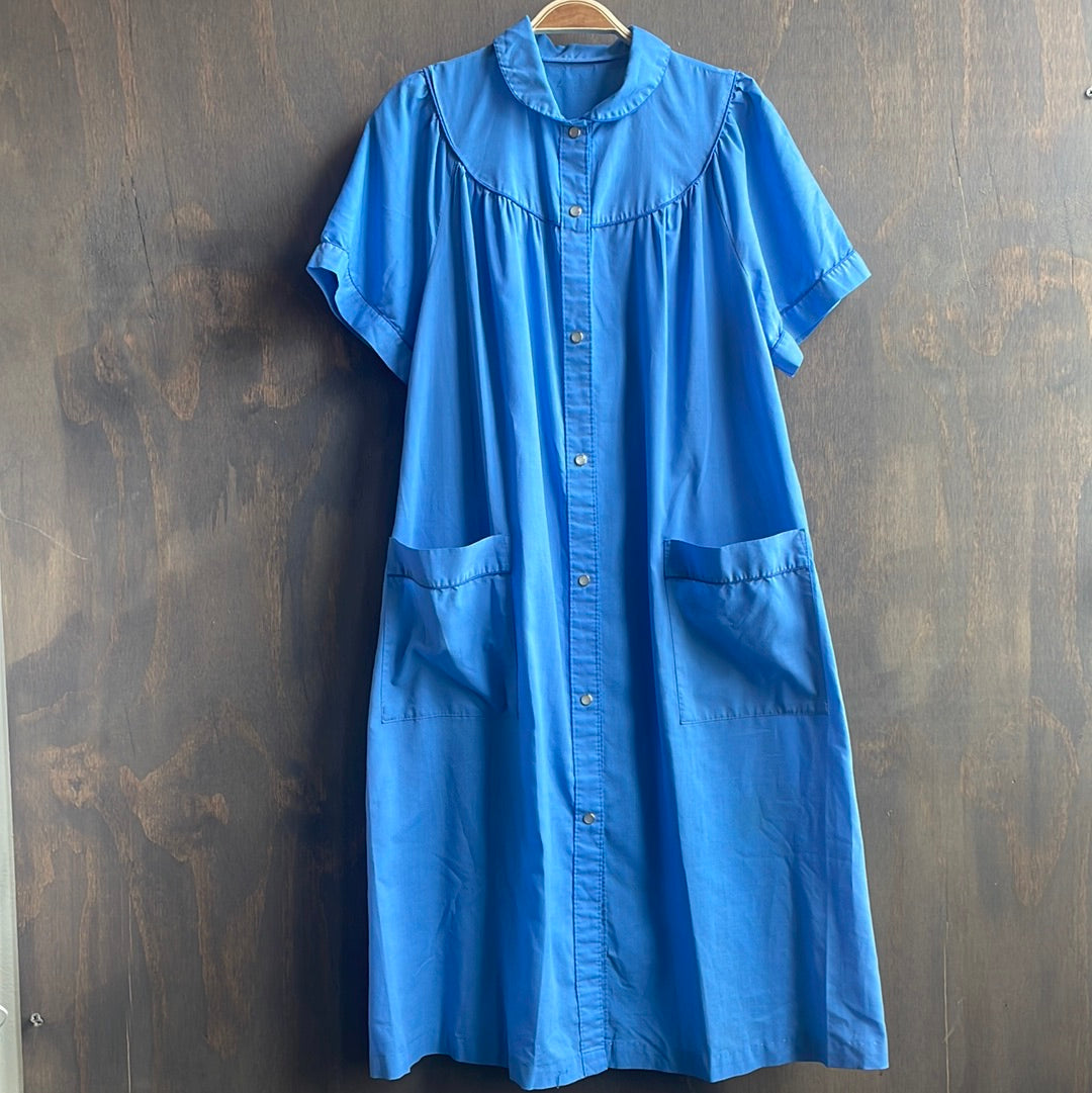 Blue Vintage Collared Shirt Dress