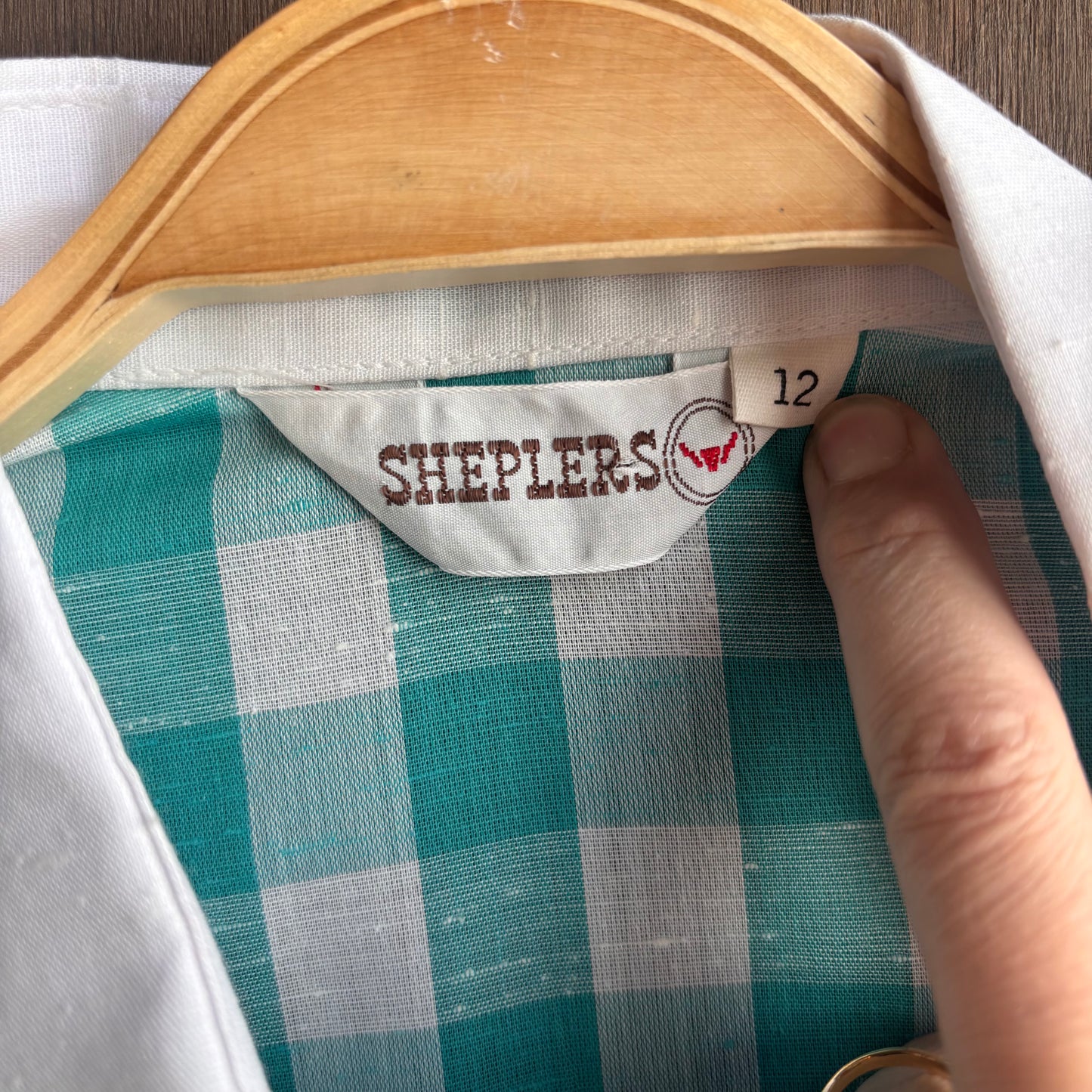 Vintage Shepler's Teal and White Pearl Snap