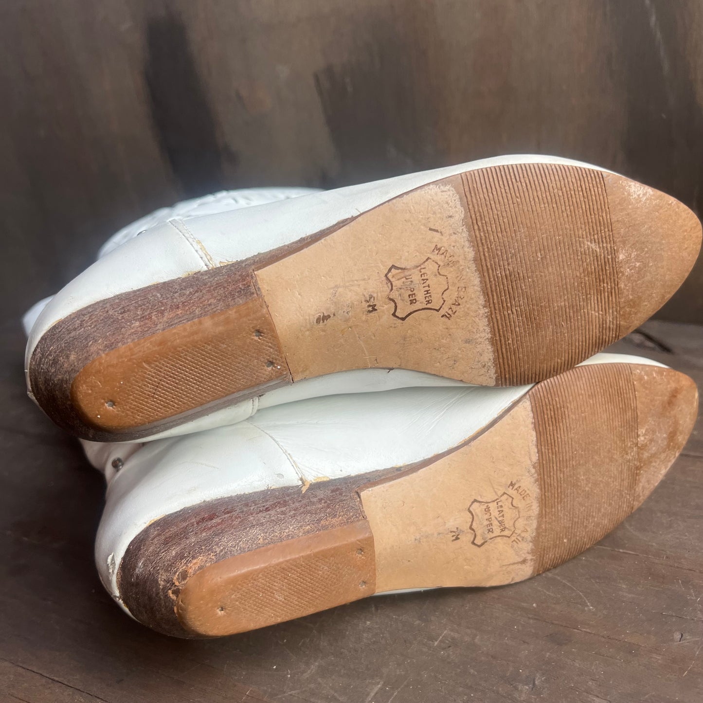 White Leather Boots with Cutouts
