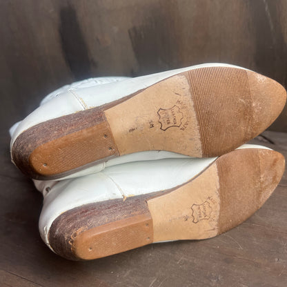 White Leather Boots with Cutouts