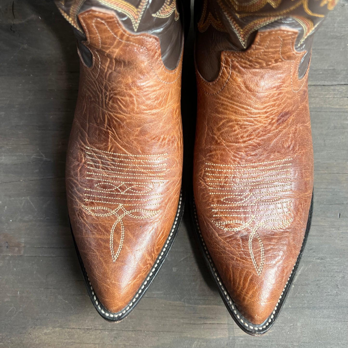 Tony Lama Two Tone Leather Cowboy Boots