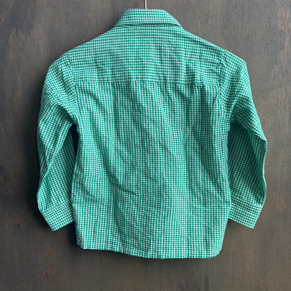 Kids Green Gingham Button Up