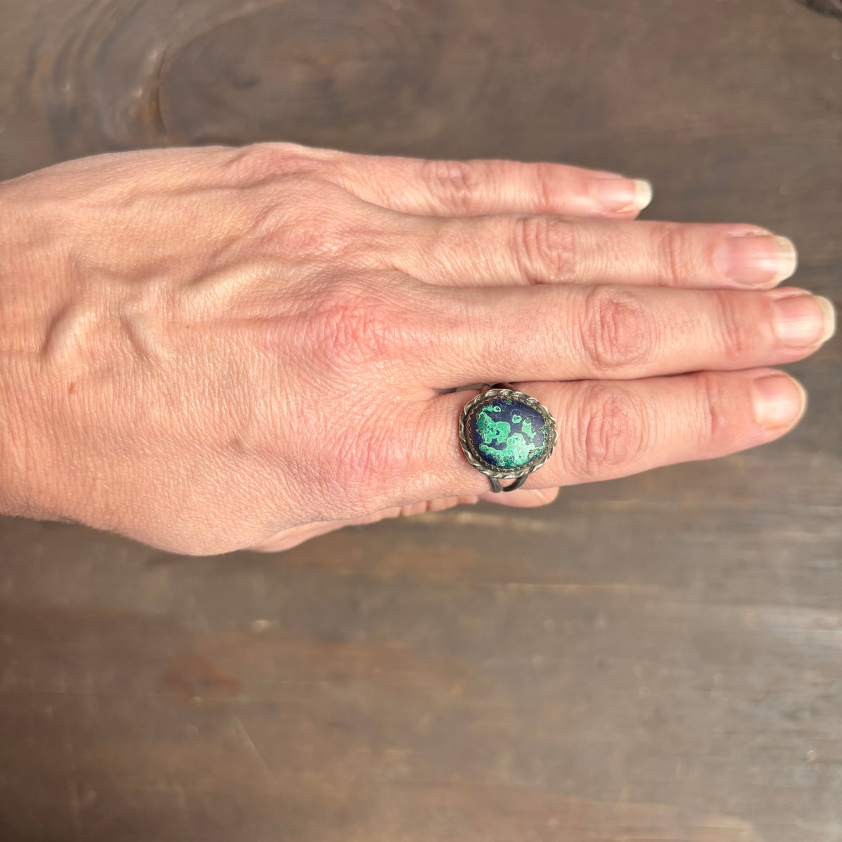 Vintage Sterling Silver Azurite-Malachite Ring