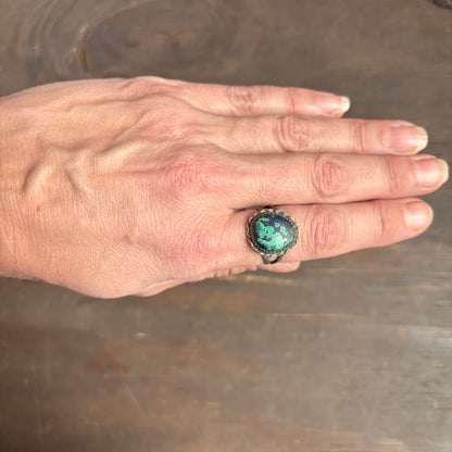Vintage Sterling Silver Azurite-Malachite Ring