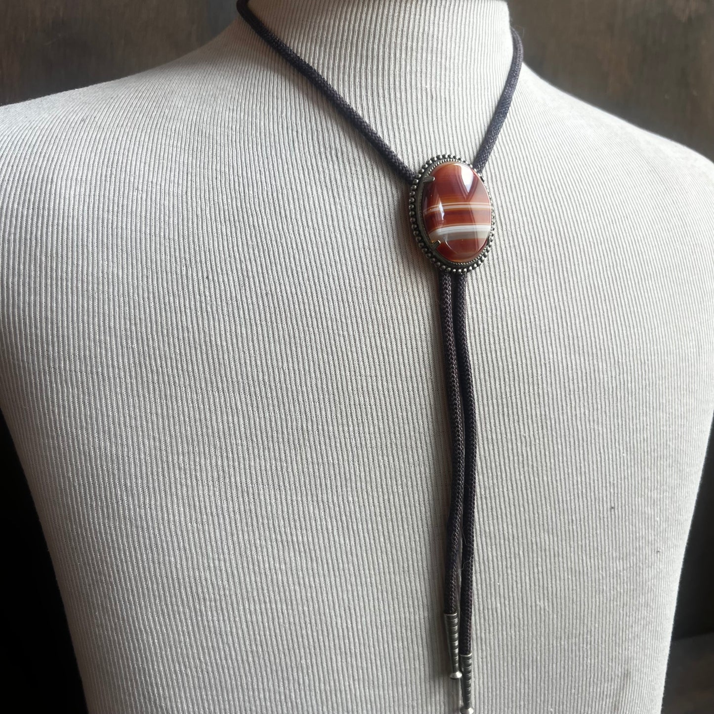 Striped Agate Bolo Tie