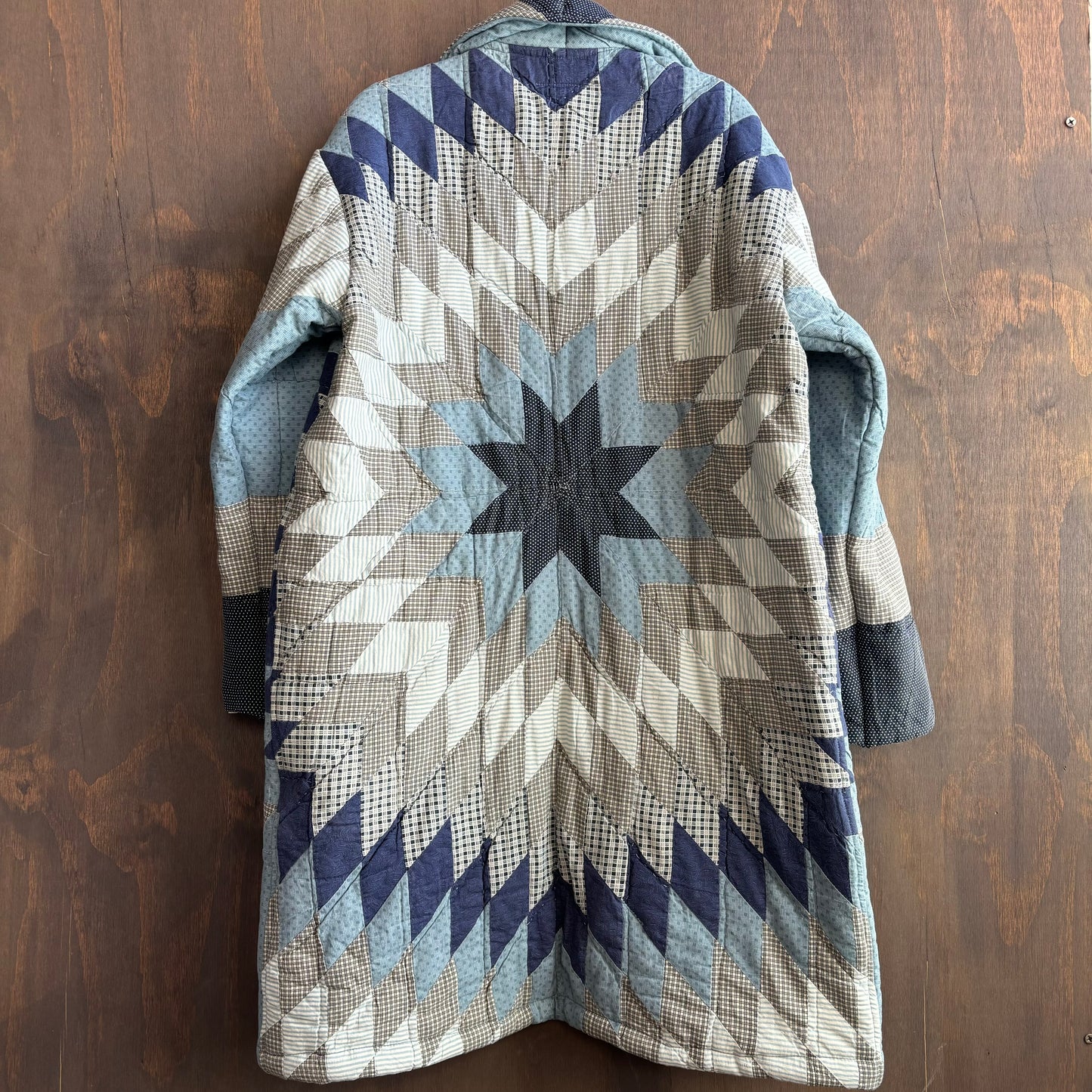 Vintage Blue Starburst Quilt Coat