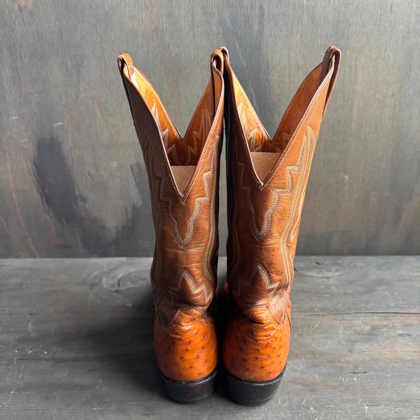 Tony Lama Tan Ostrich Foot Boots