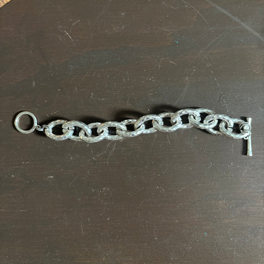 Hammered Silver Chunky Link Bracelet