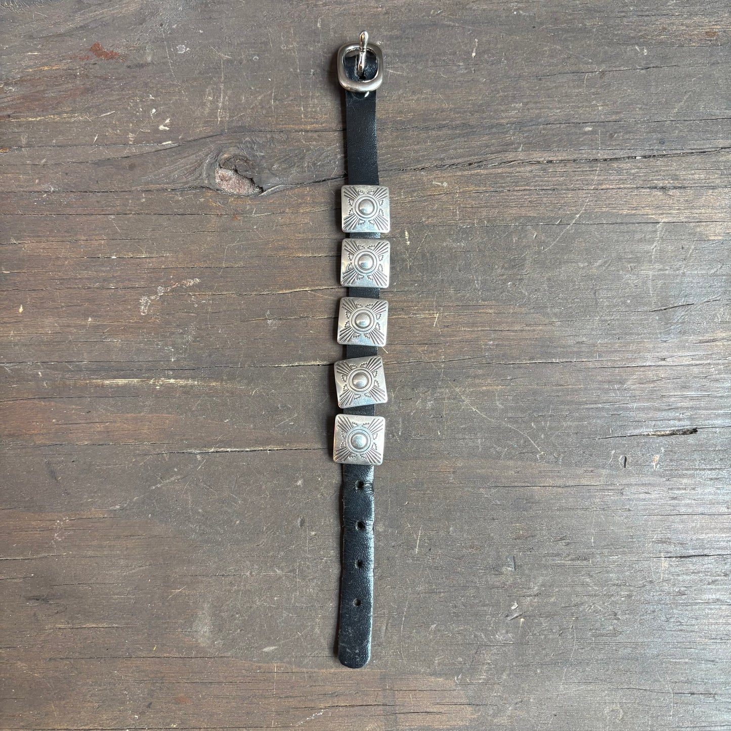 SIlver Concho Leather Bracelet