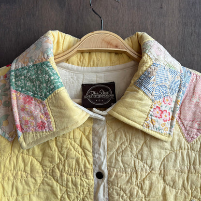 Vintage Yellow Starburst Cropped Quilt Jacket