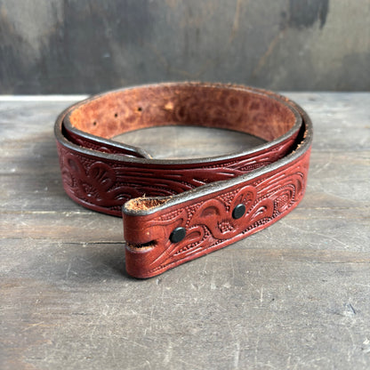 Burgundy Tooled Leather Belt