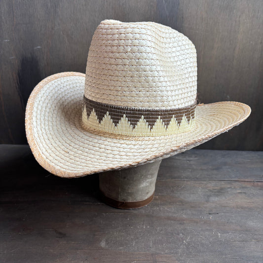 Vintage Straw Hat with Wide Woven Band