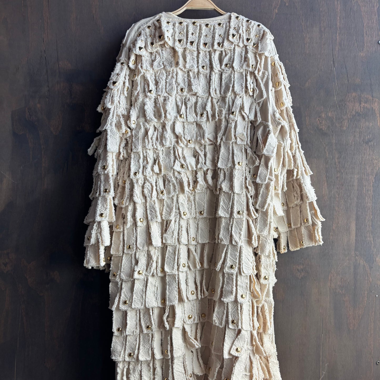 Vintage Bedazzled Cream Fringe Duster