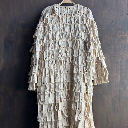 Vintage Bedazzled Cream Fringe Duster