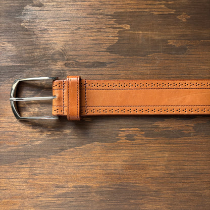 Tan Leather Belt with Perforations