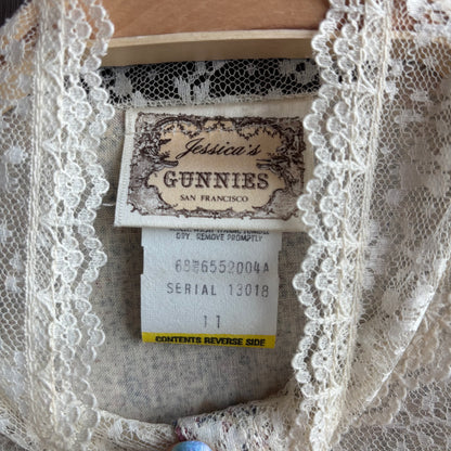 Vintage Lace Trimmed Button Up