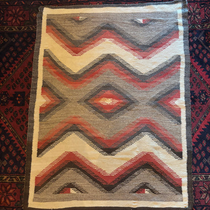 Coral and Brown Woven Rug