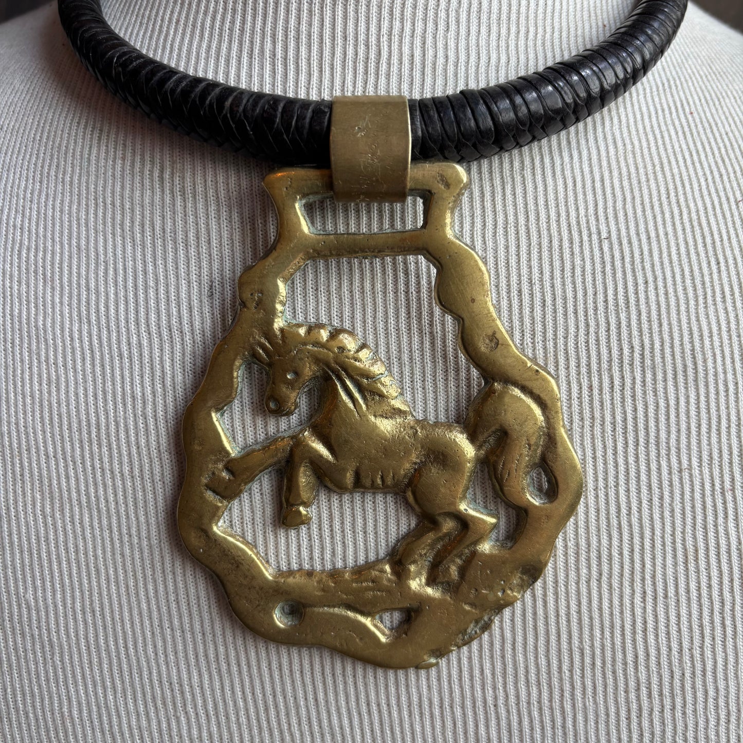 Mac Warman Horse Medallion Leather Collar