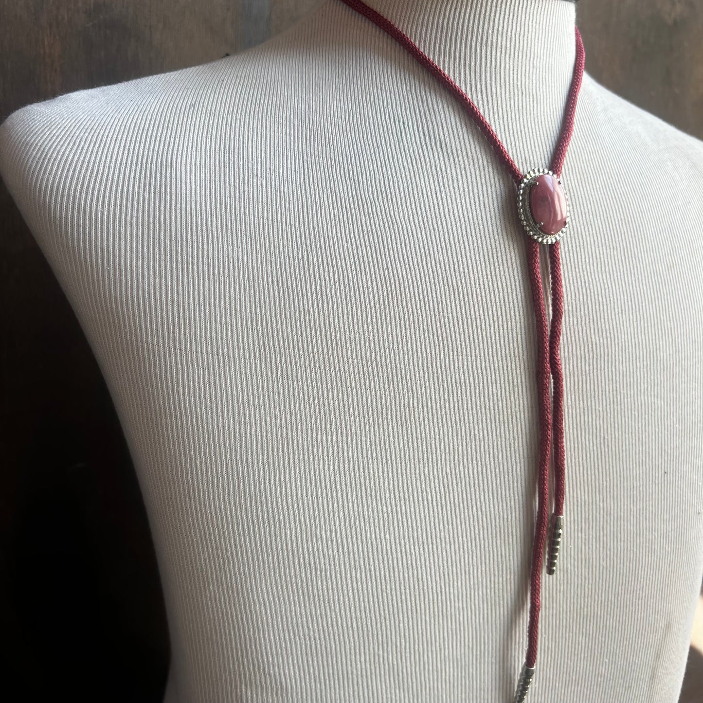 Pink Rhodinite Bolo Tie