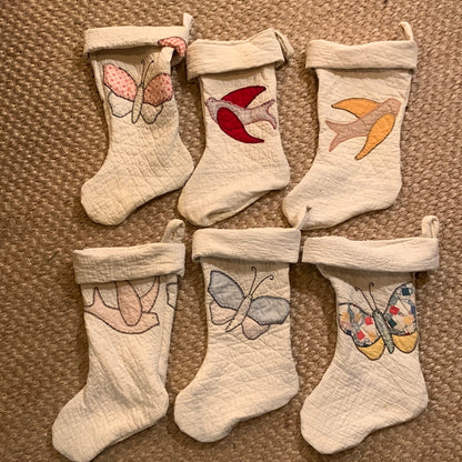 Quilted butterfly & bird stockings