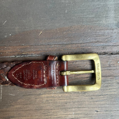 Brown braided belt with solid brass buckle