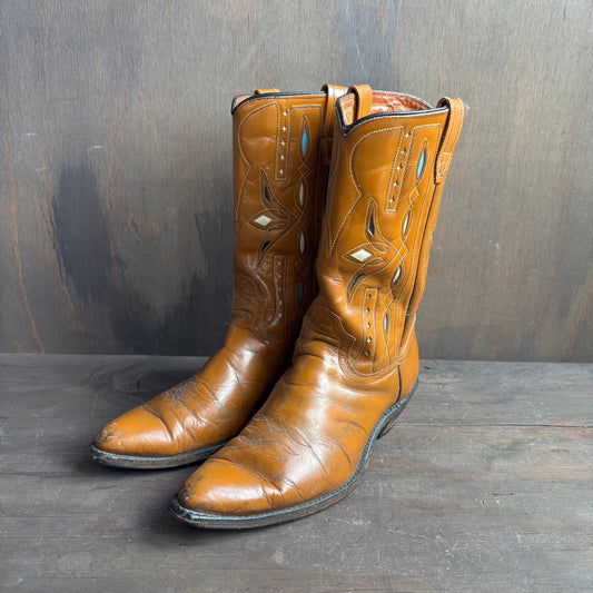 Tan Leather Boots with Cutouts