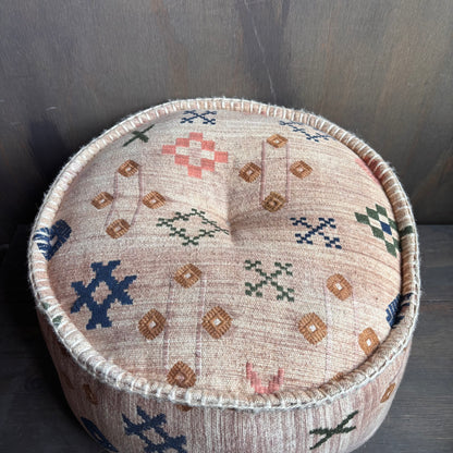 Beige Embroidered Ottoman