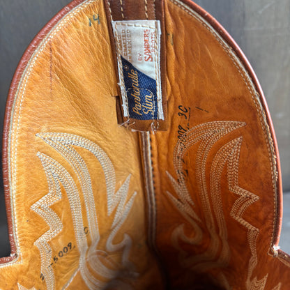 Tony Lama Tan Ostrich Foot Boots