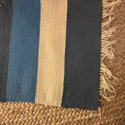 Blue Striped Woven Rug