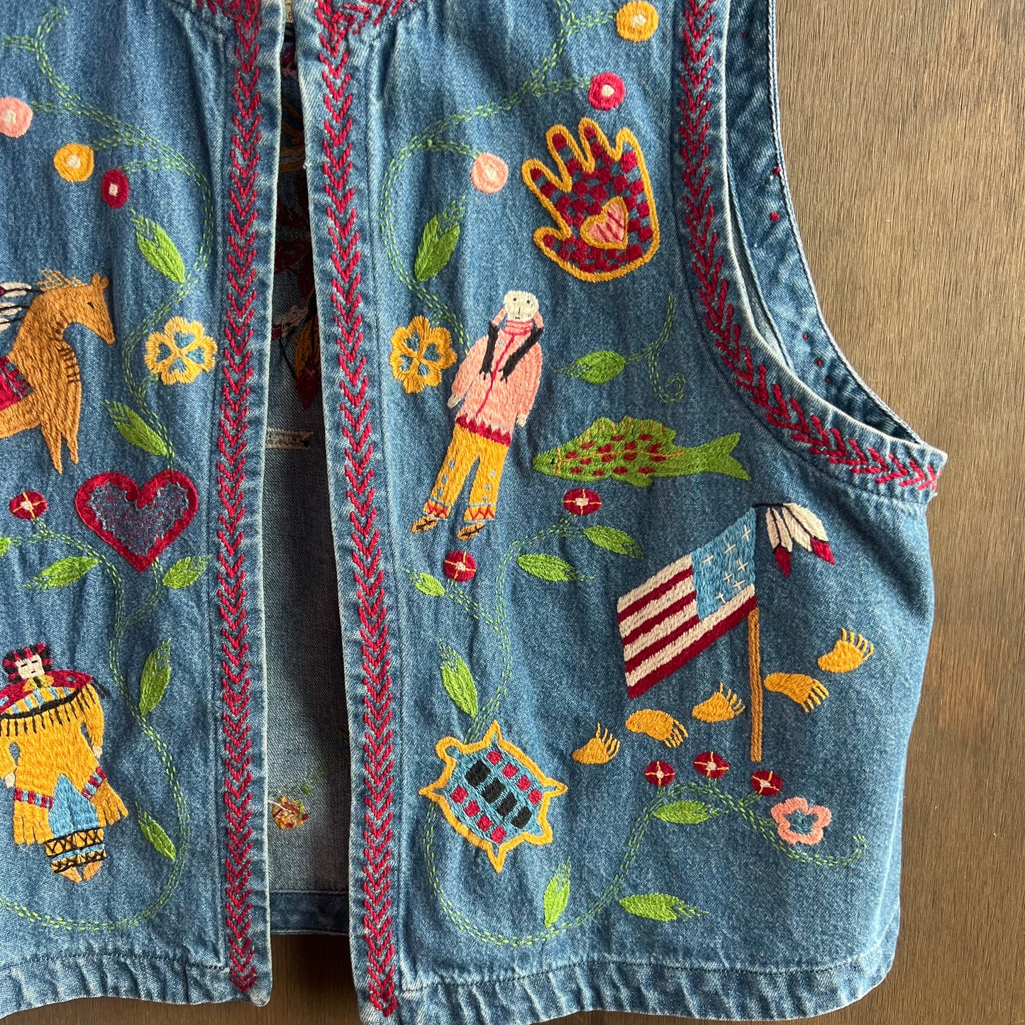 Double D Ranch Wear Denim Vest with South Western Designs