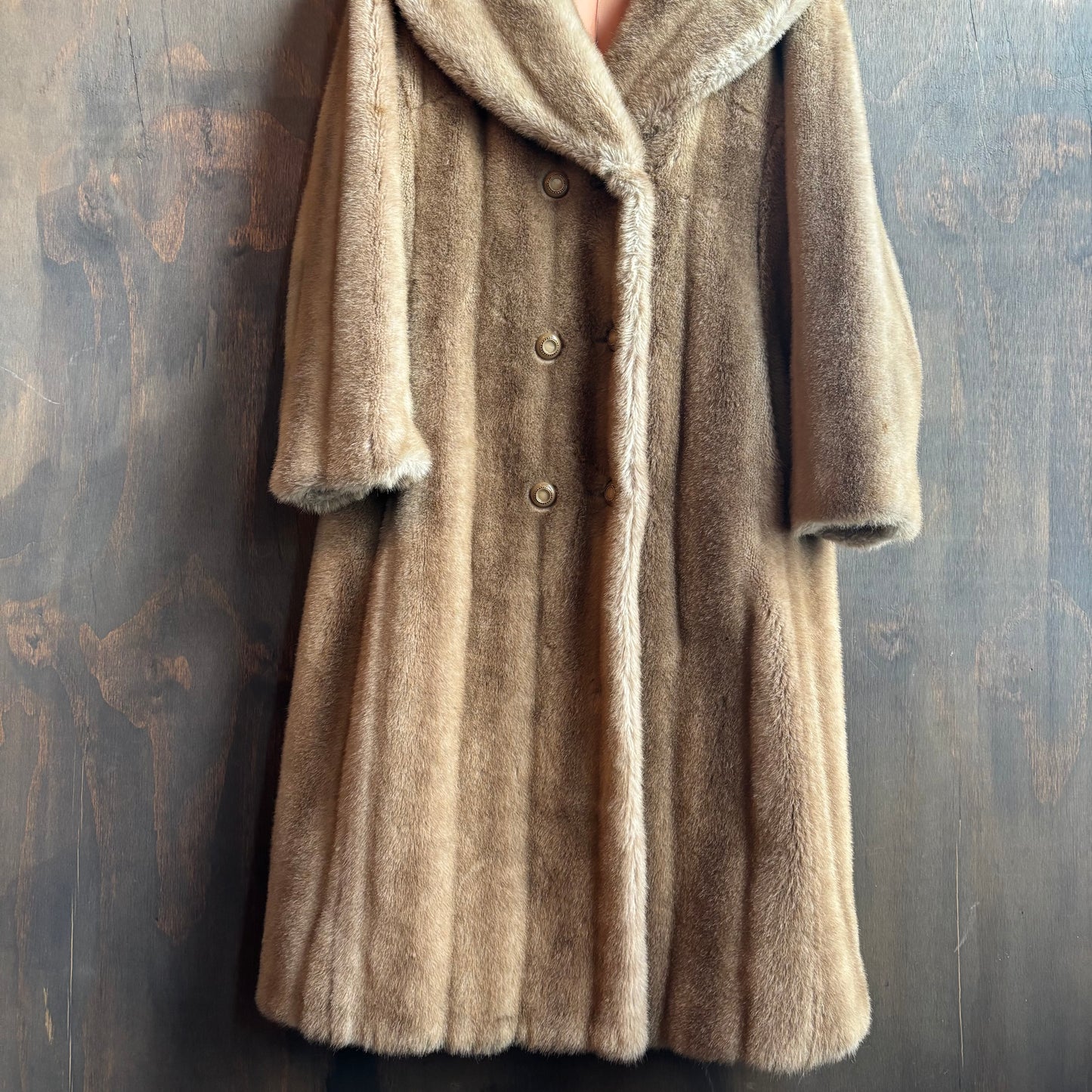 Vintage Beige Faux Fur Coat