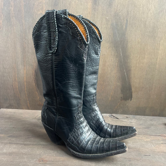 Custom Black Alligator Cowgirl Boots