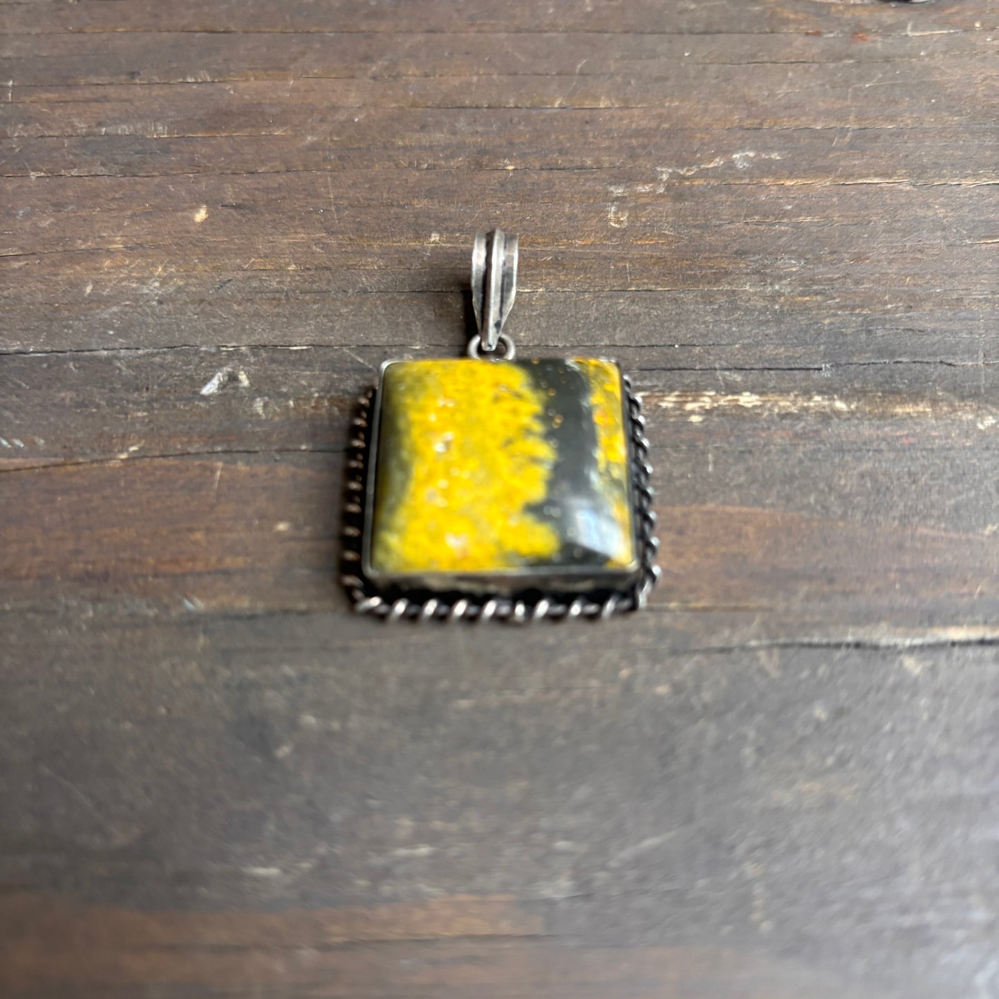 Square Yellow Stone Pendant