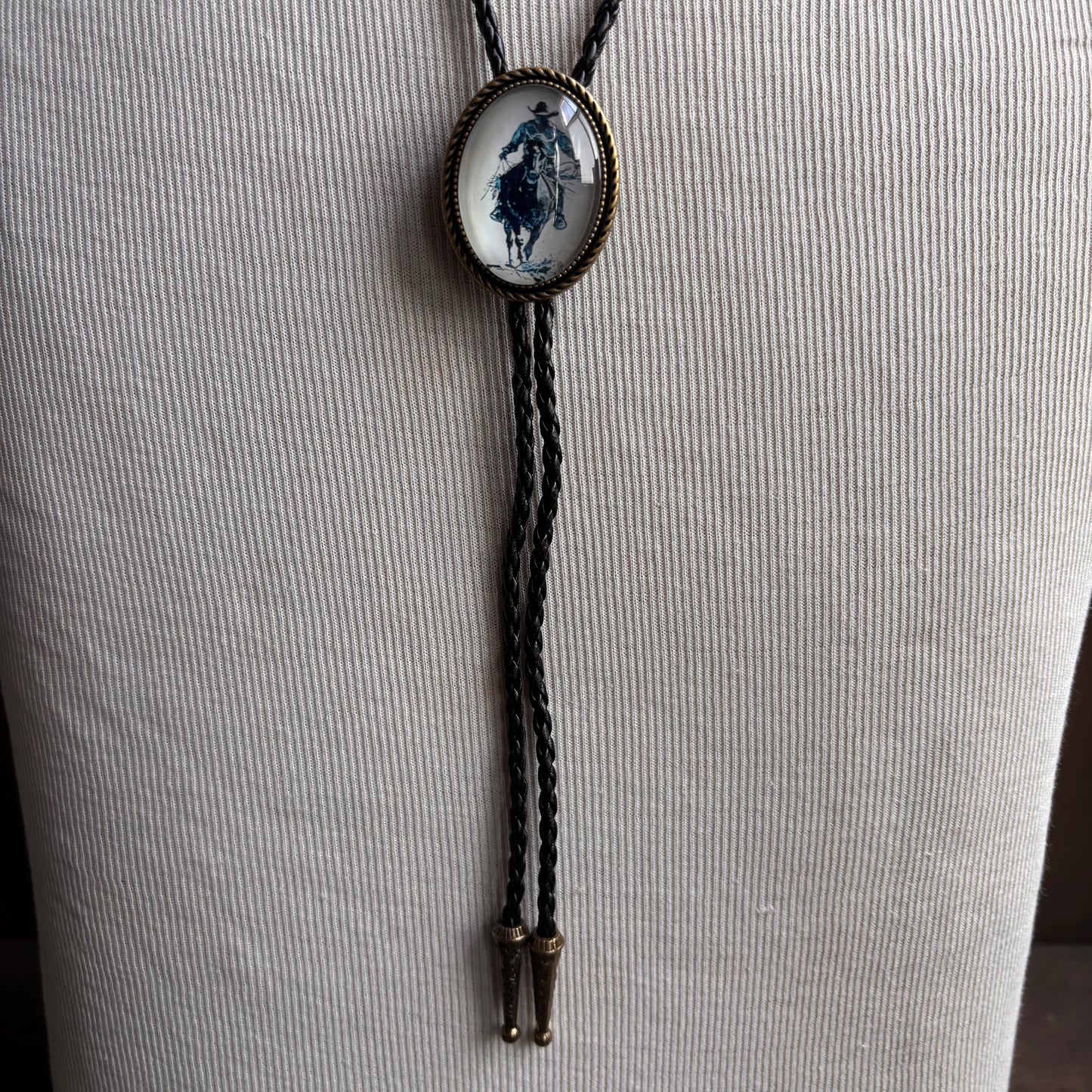 Cowboy Cameo Bolo on Black Tie