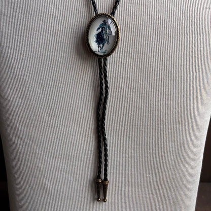Cowboy Cameo Bolo on Black Tie