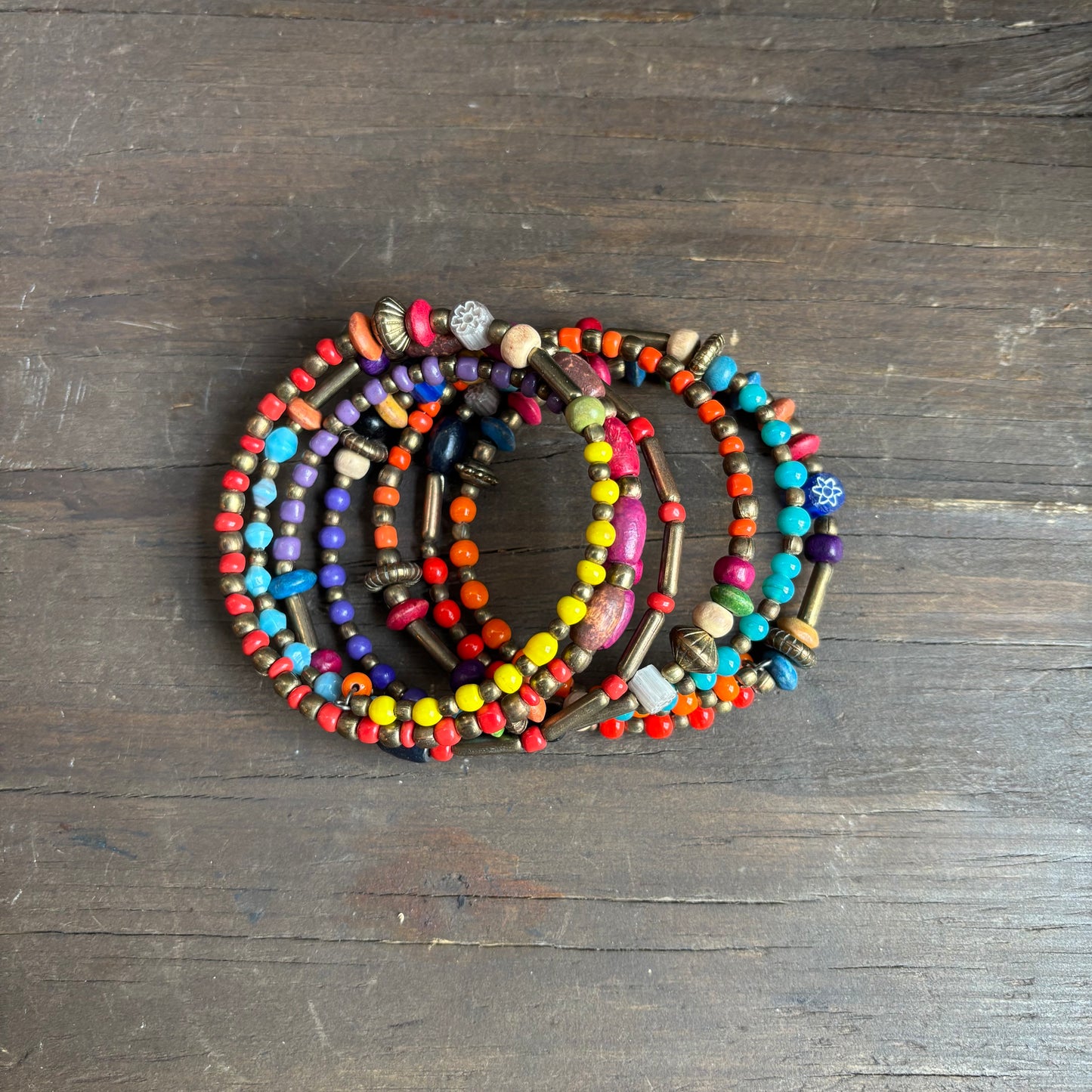 Multi Color Beaded Wrap Bracelet
