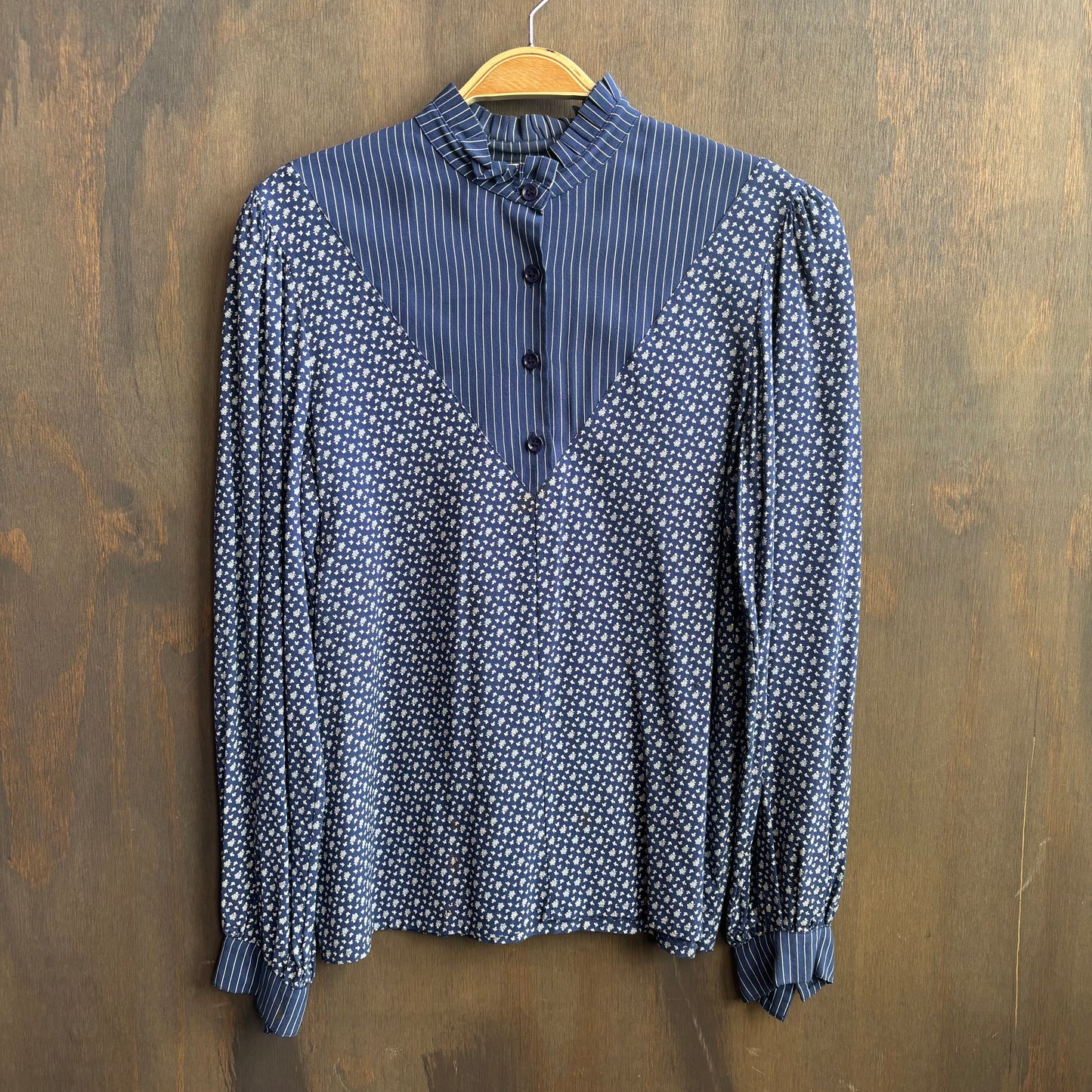 Vintage Blue Floral Blouse