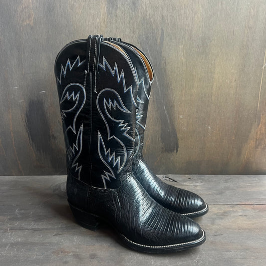 Miller Western Black Leather and Reptile Boots